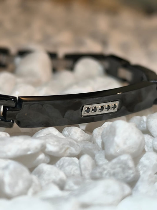 FURTIVO | Eslabones Bitono Plata & Negro con Zirconitas 5A