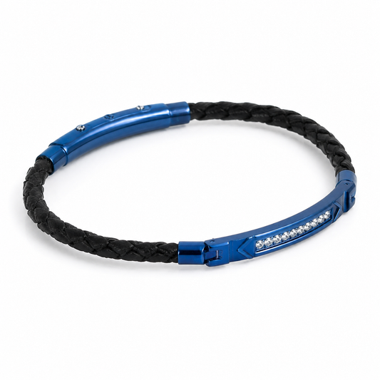 GLACIAR | Cuero Trenzado & Acero Azul