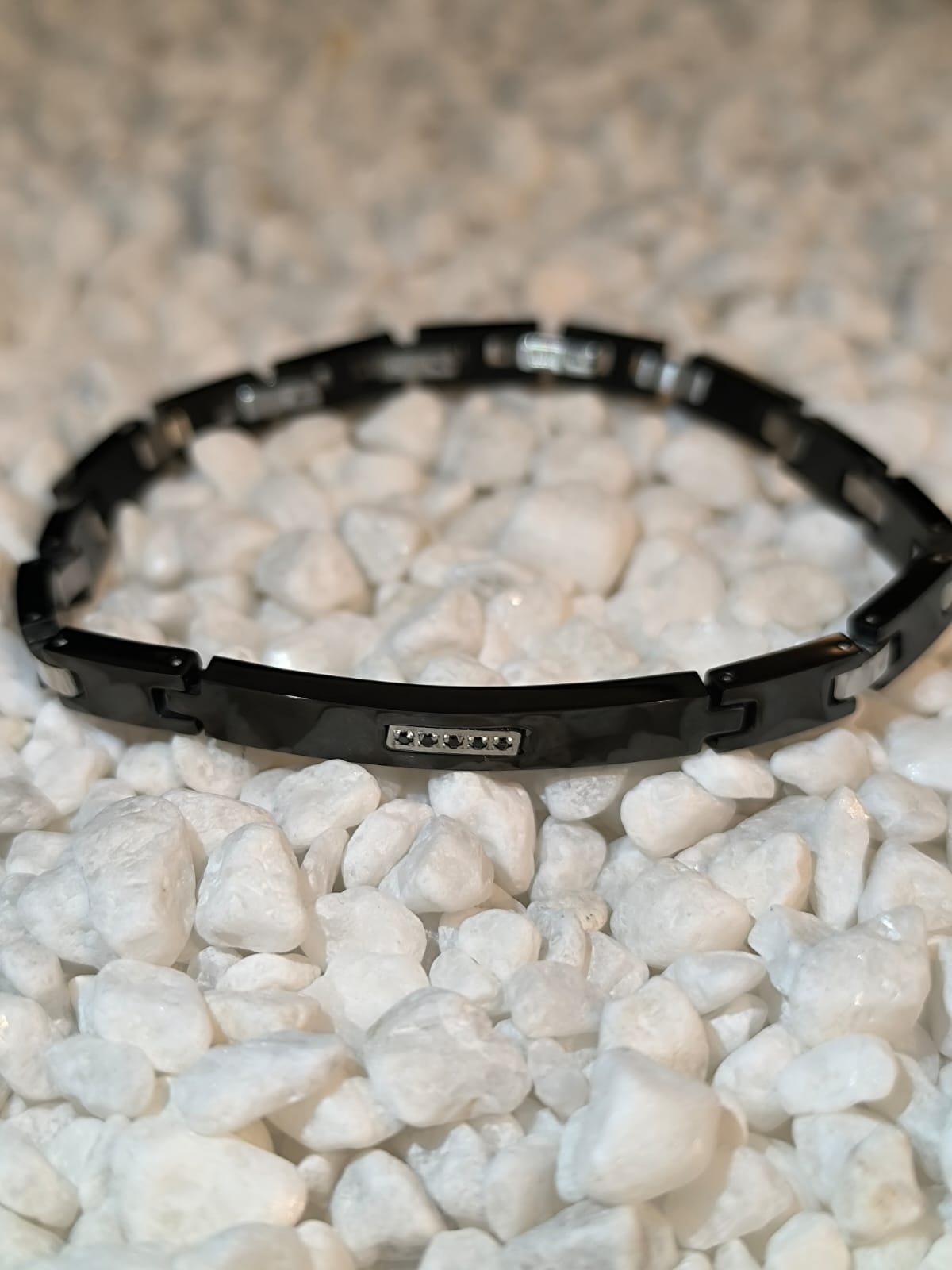 FURTIVO | Eslabones Bitono Plata & Negro con Zirconitas 5A