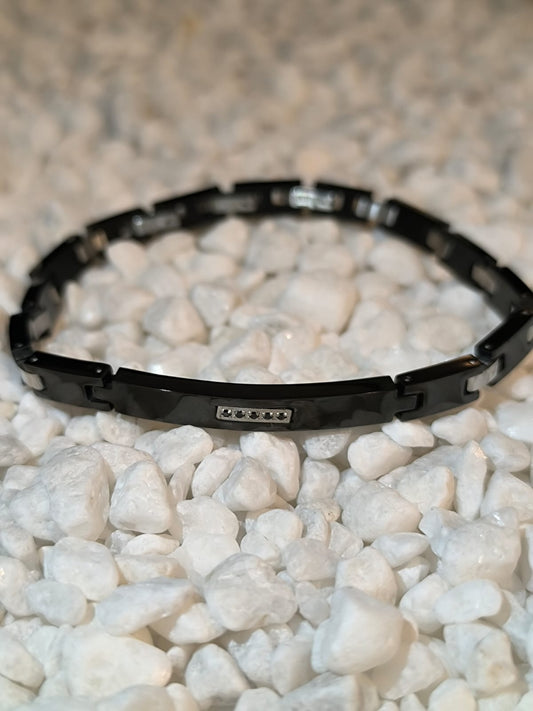 FURTIVO | Eslabones Bitono Plata & Negro con Zirconitas 5A