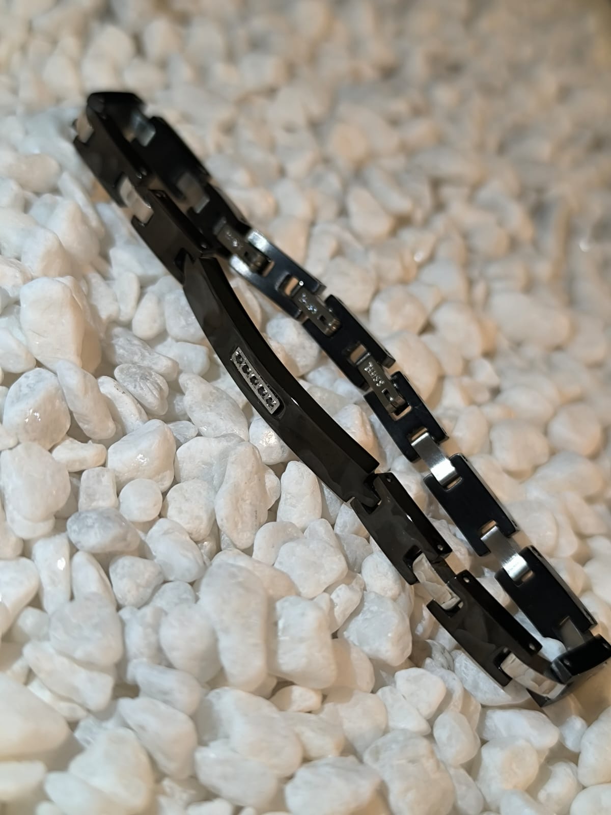 FURTIVO | Eslabones Bitono Plata & Negro con Zirconitas 5A
